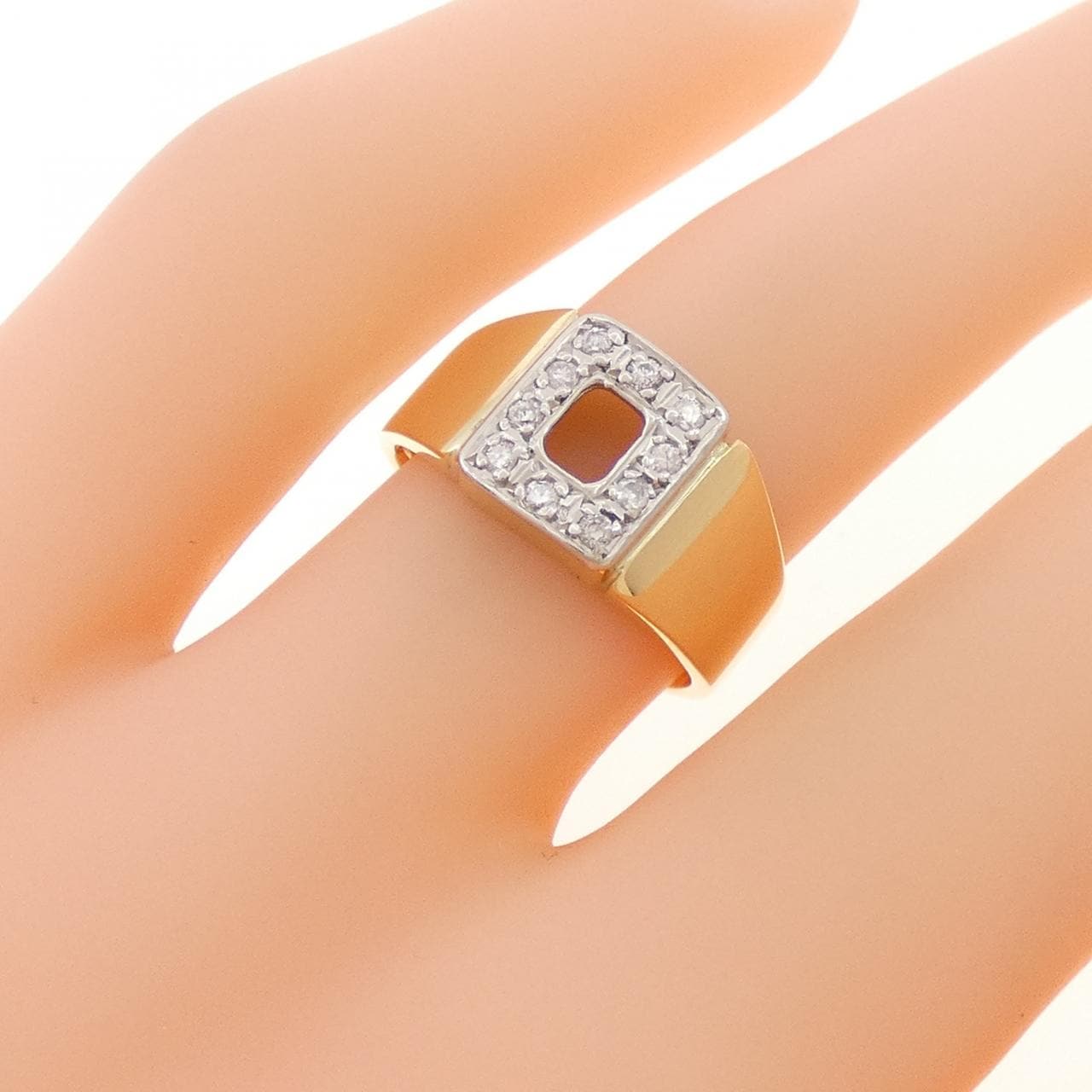 K18YG/PT900 ダイヤモンド リング 0.1CT