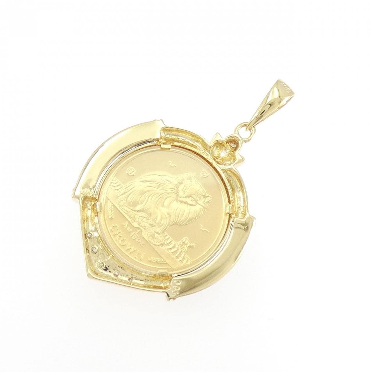 K18YG(枠) オニキス コイン ペンダント