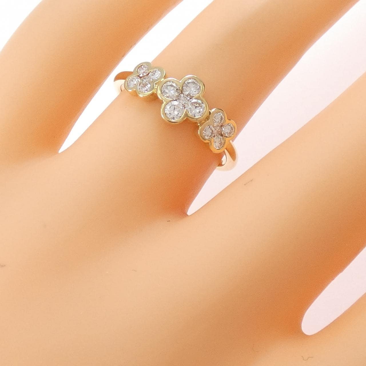K18YG フラワー ダイヤモンド リング 0.45CT