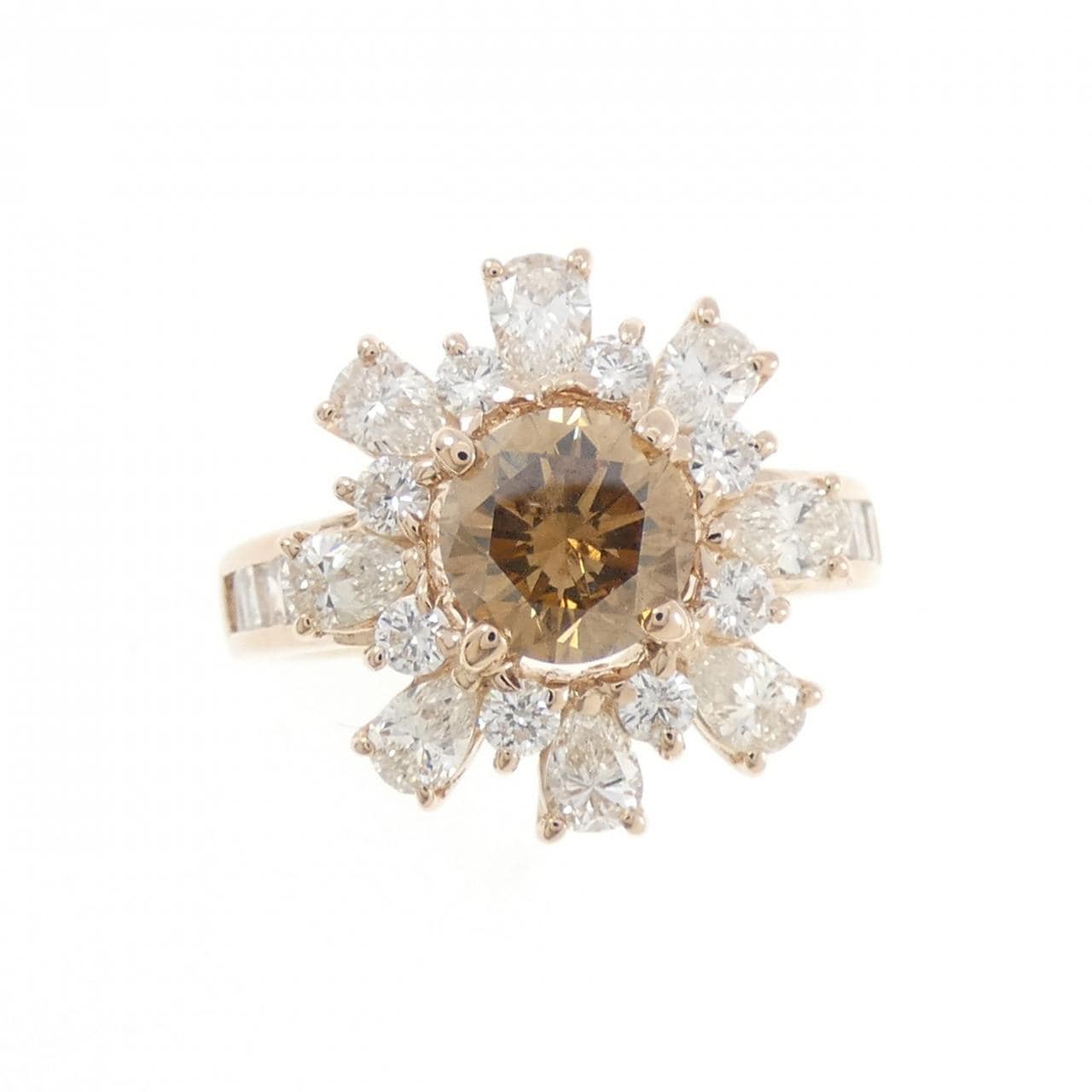 K18PG フラワー ダイヤモンド リング 1.238CT