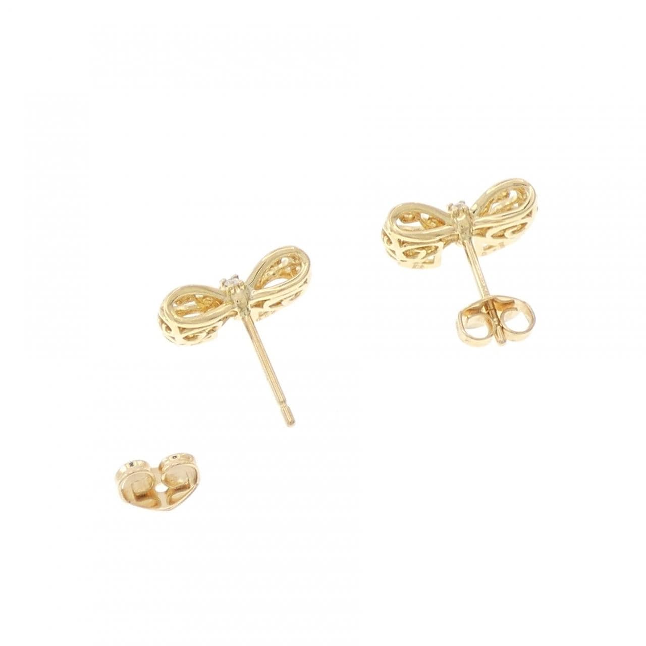 ポンテヴェキオ リボン ダイヤモンド ピアス 0.04CT