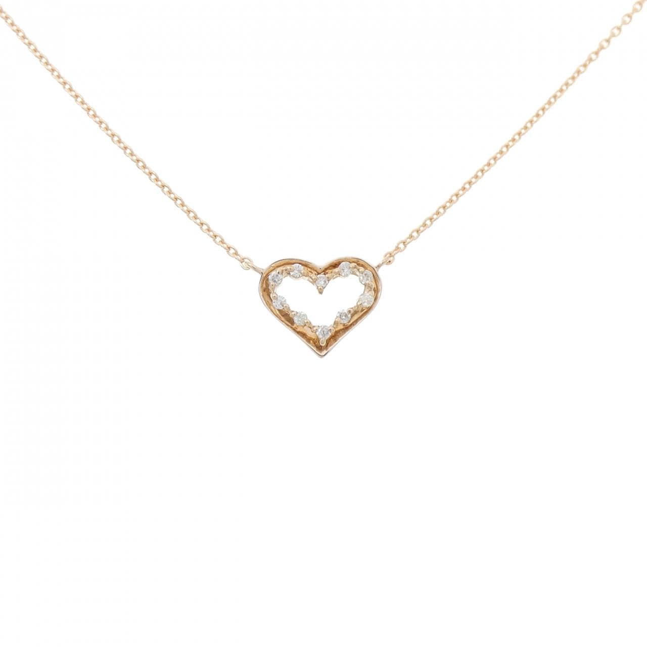 K18PG ハート ダイヤモンド ネックレス 0.07CT