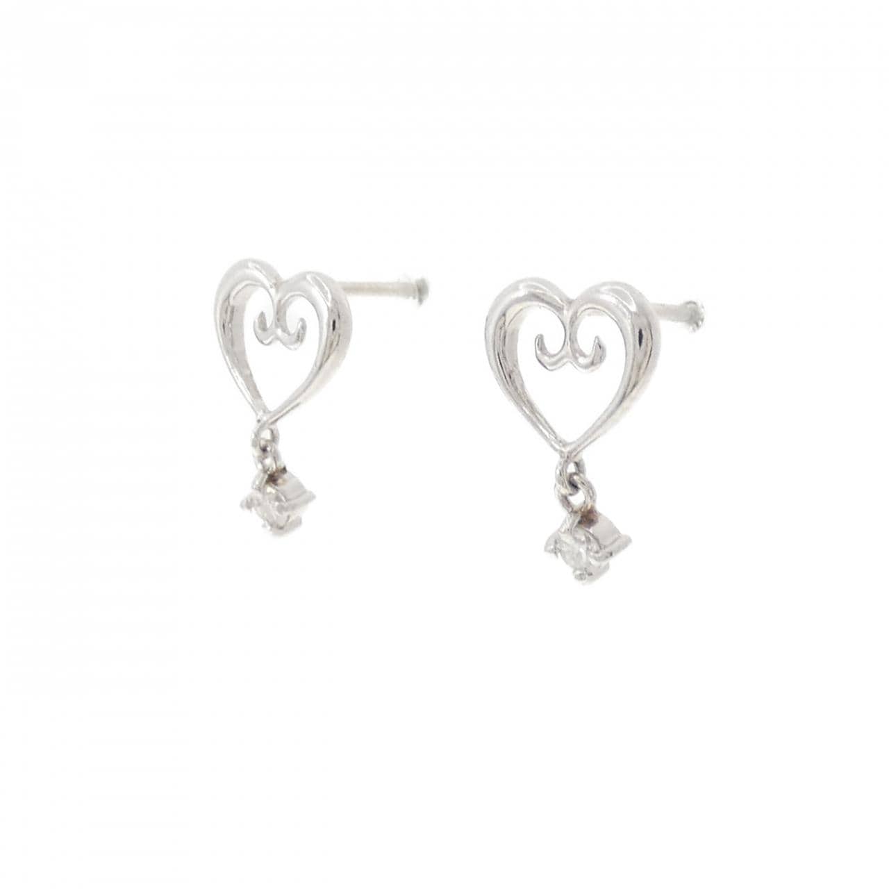 PT900 ハート ダイヤモンド ピアス 0.06CT