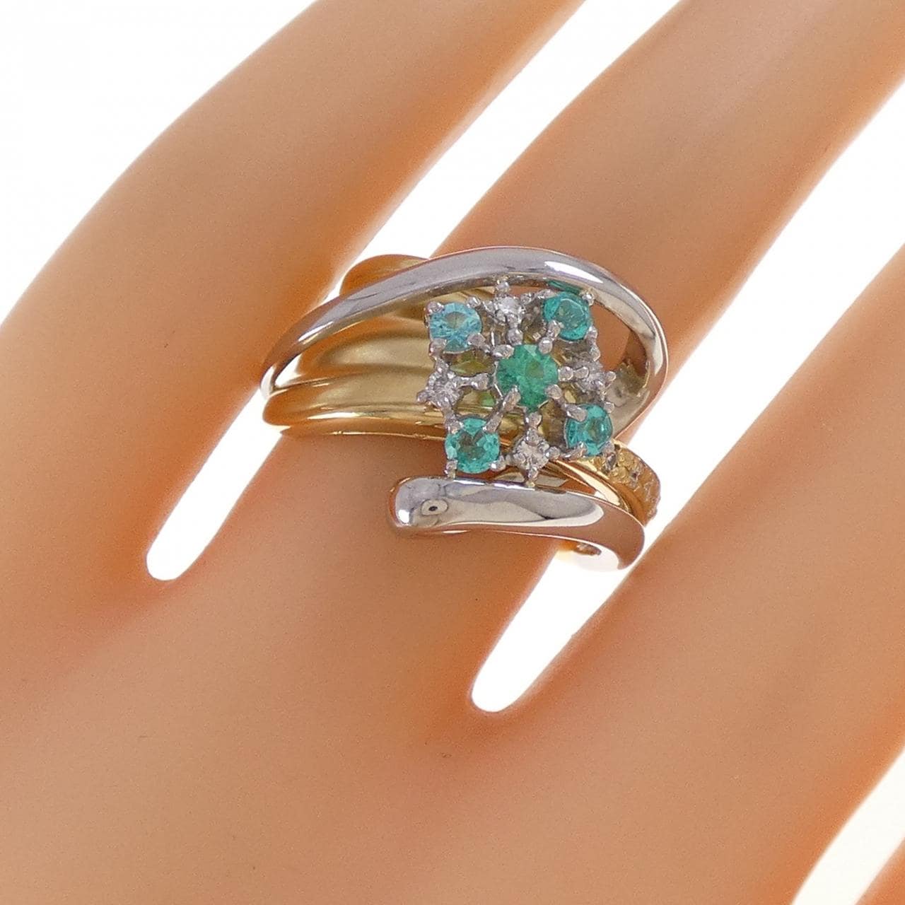 K18YG/PT900 パライバトルマリン リング