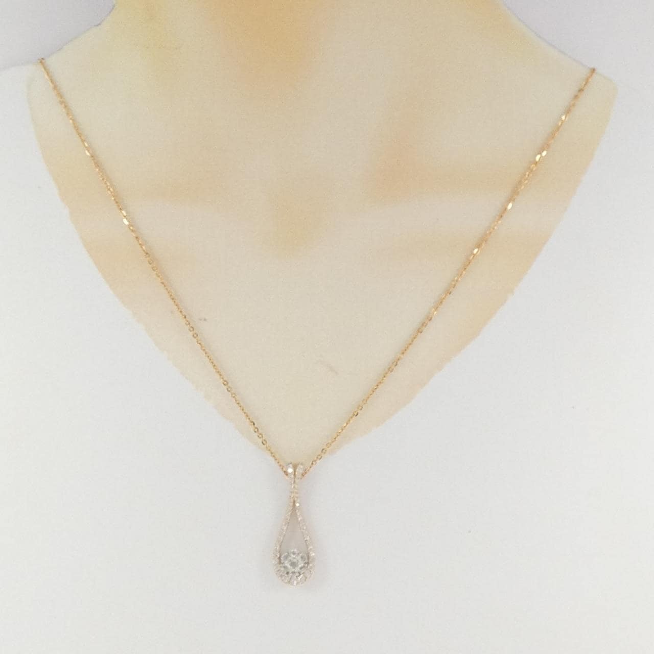 K18PG/PT900 フラワー ダイヤモンド ネックレス 0.93CT