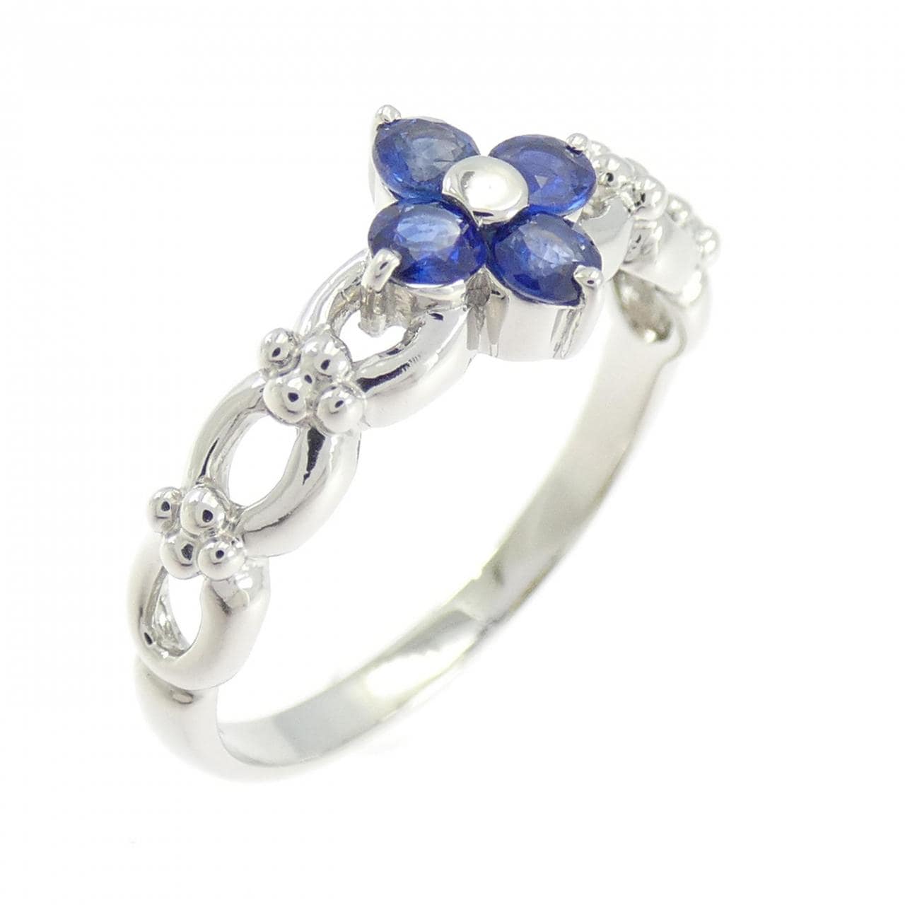 PT900花朵藍寶石戒指