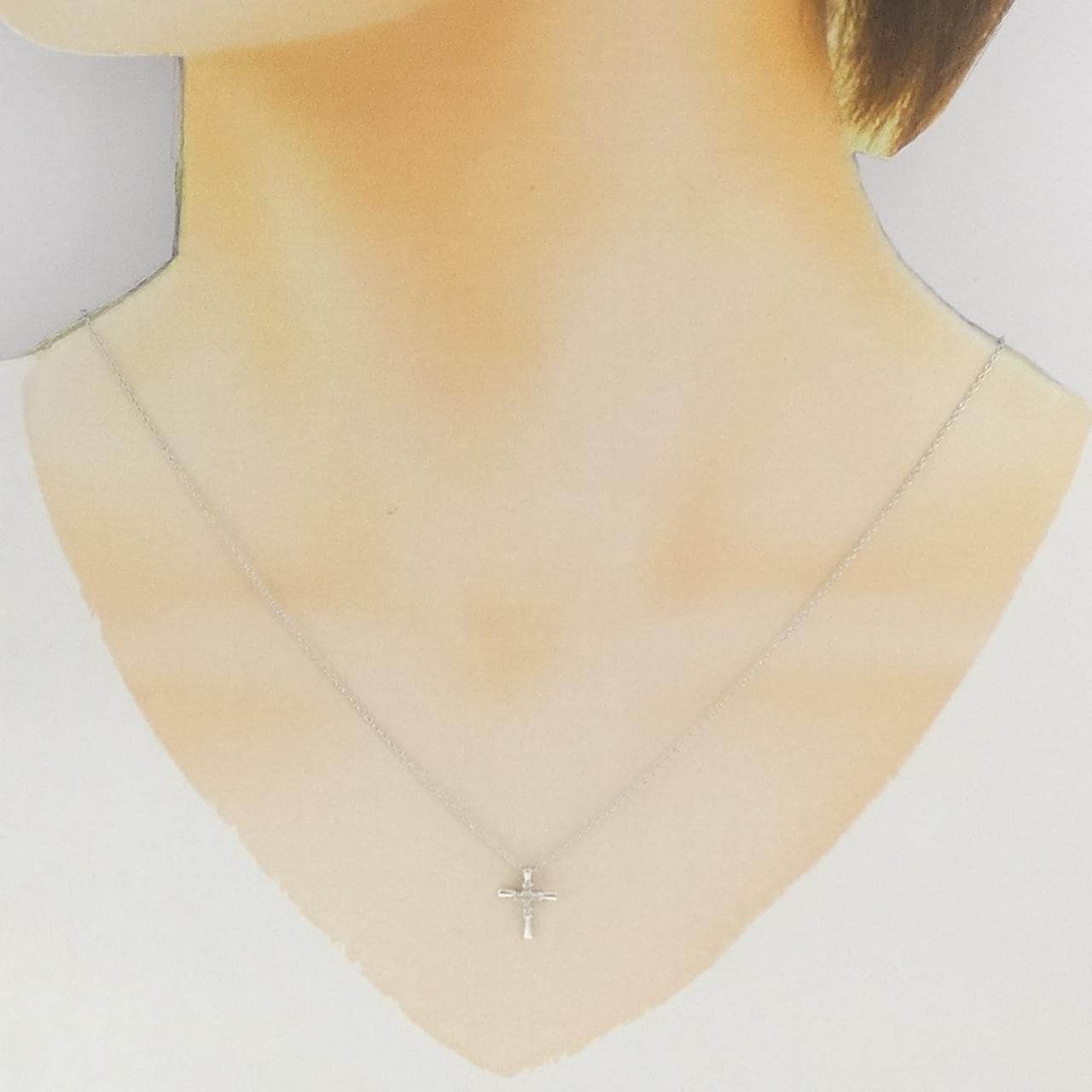 K18WG クロス ダイヤモンド ネックレス 0.05CT