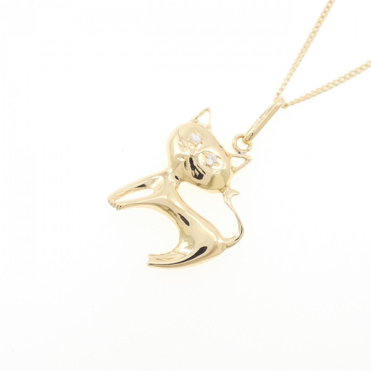 K18YG キャット ダイヤモンド ネックレス