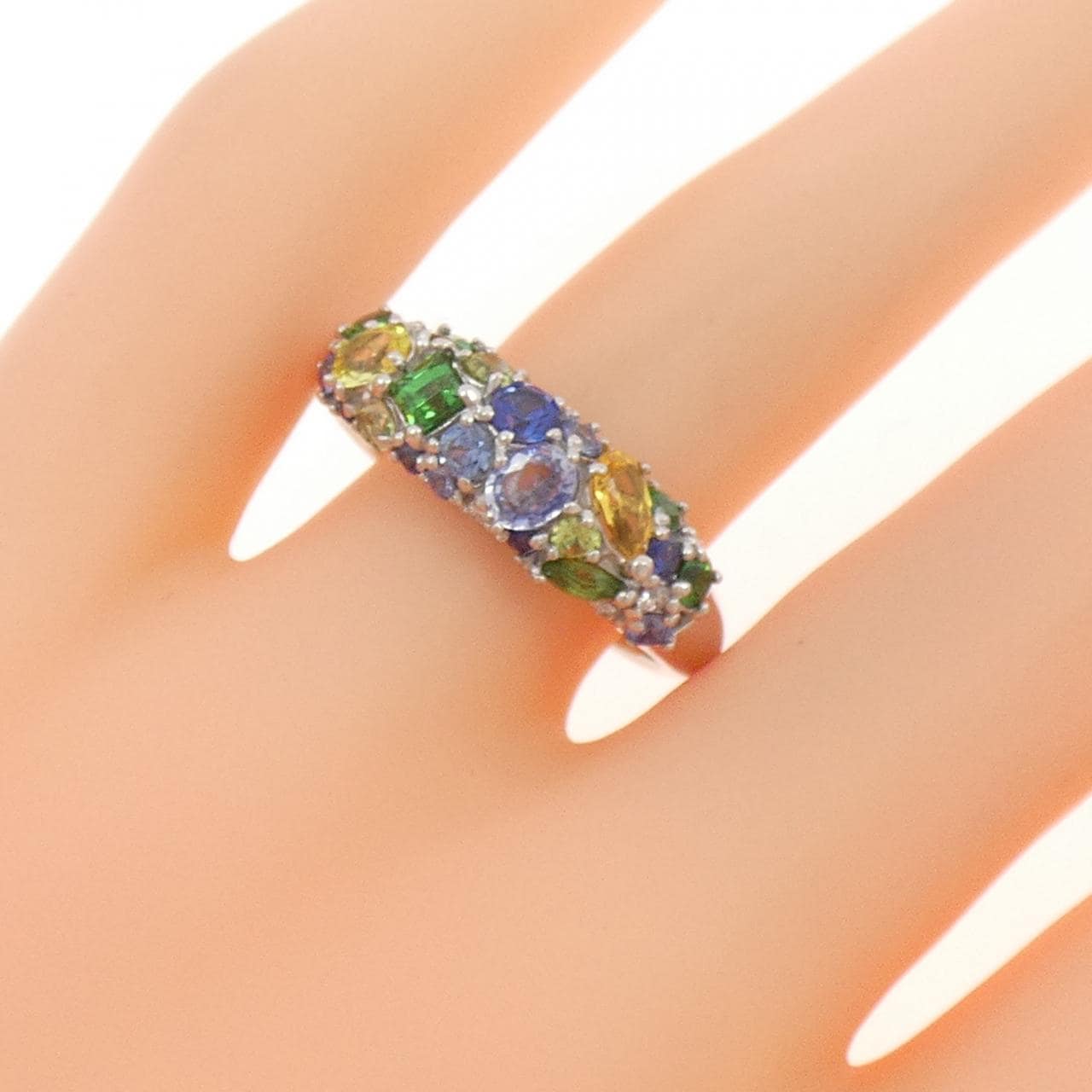 K18WG カラーストーン リング