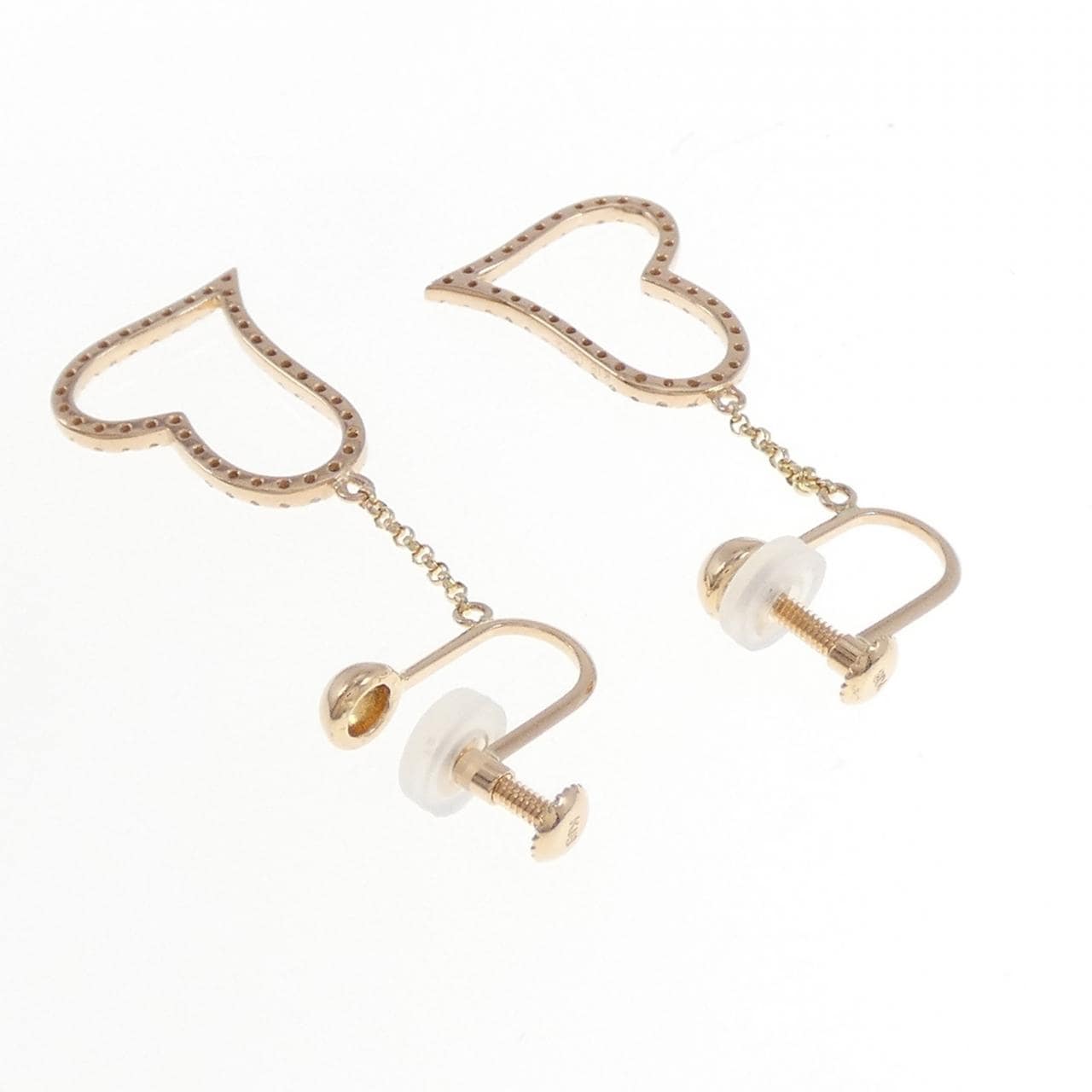 K18PG ハート ダイヤモンド イヤリング 0.24CT