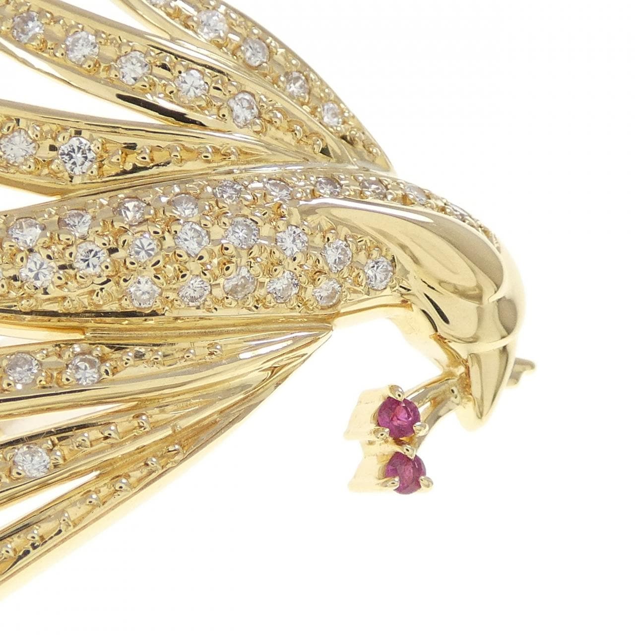 K18YG ルビー ブローチ