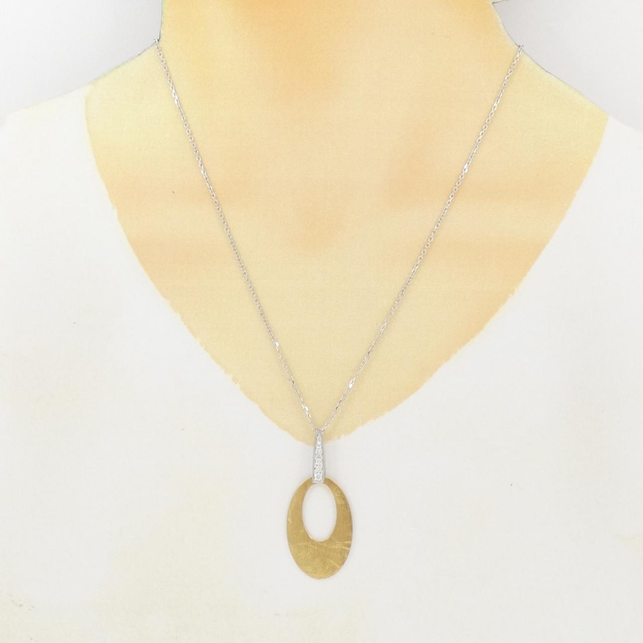 K18YG/K18WG ダイヤモンド ネックレス 0.15CT