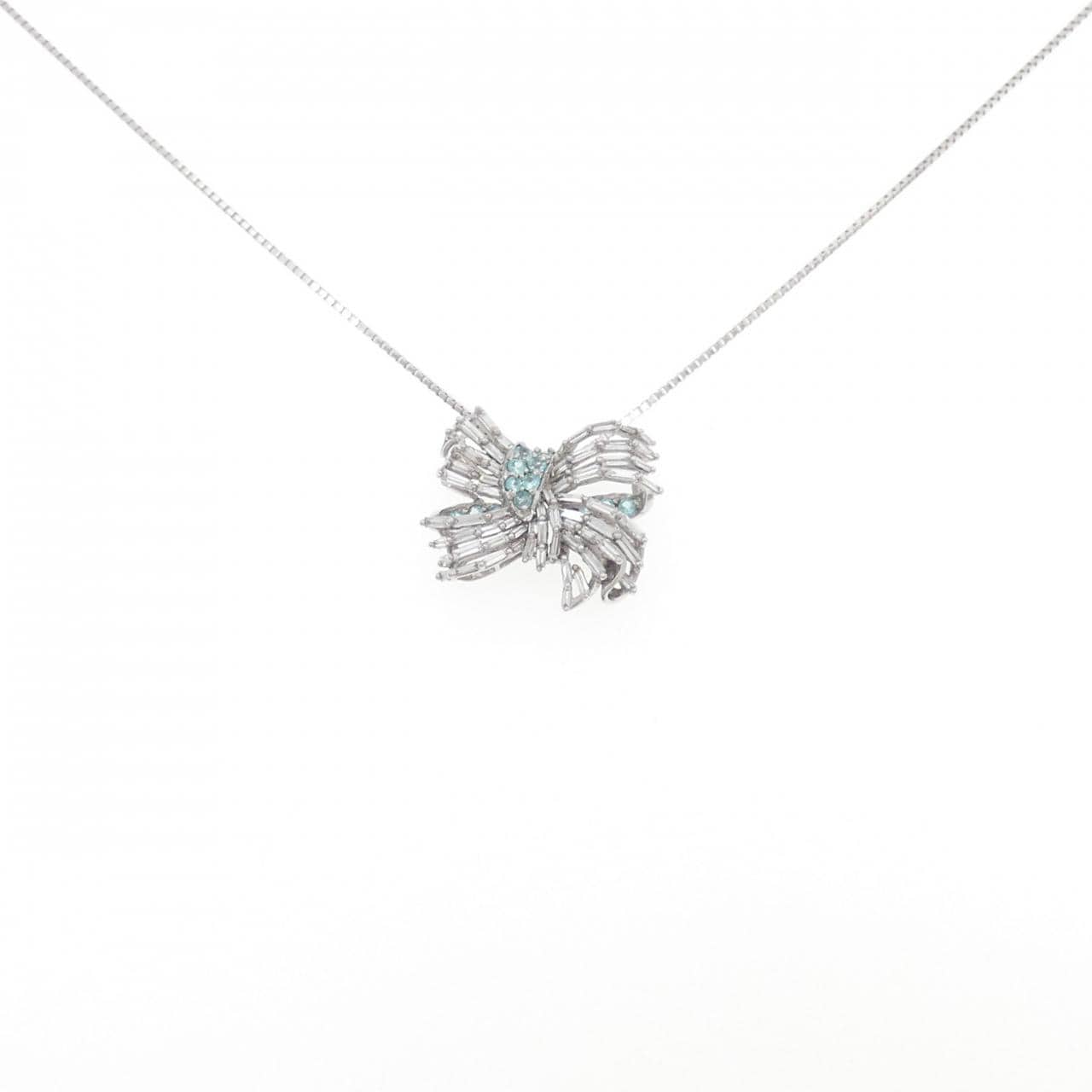 K18WG リボン トルマリン ネックレス 0.12CT