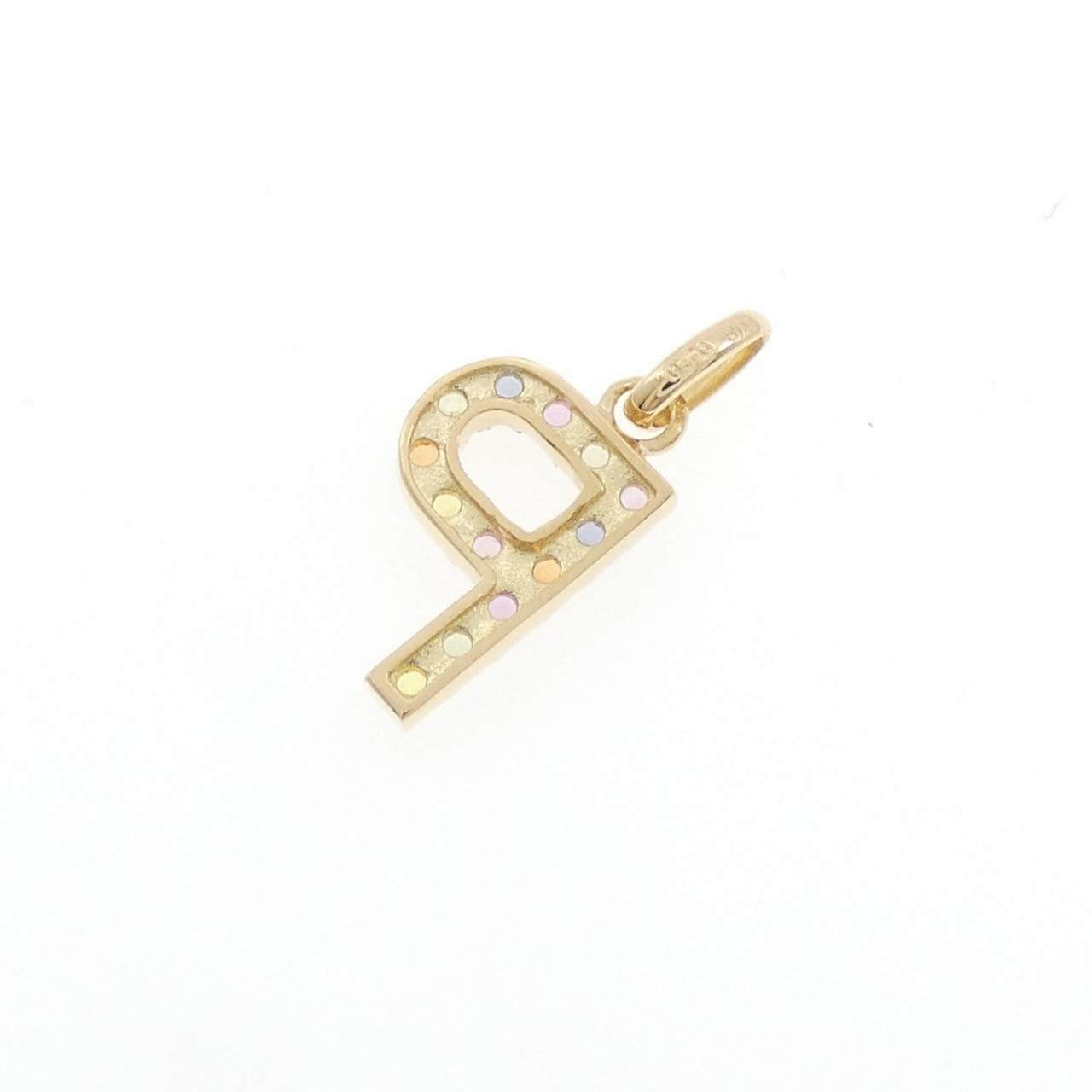 【新品】K18YG イニシャルP サファイヤ ペンダント 0.20CT