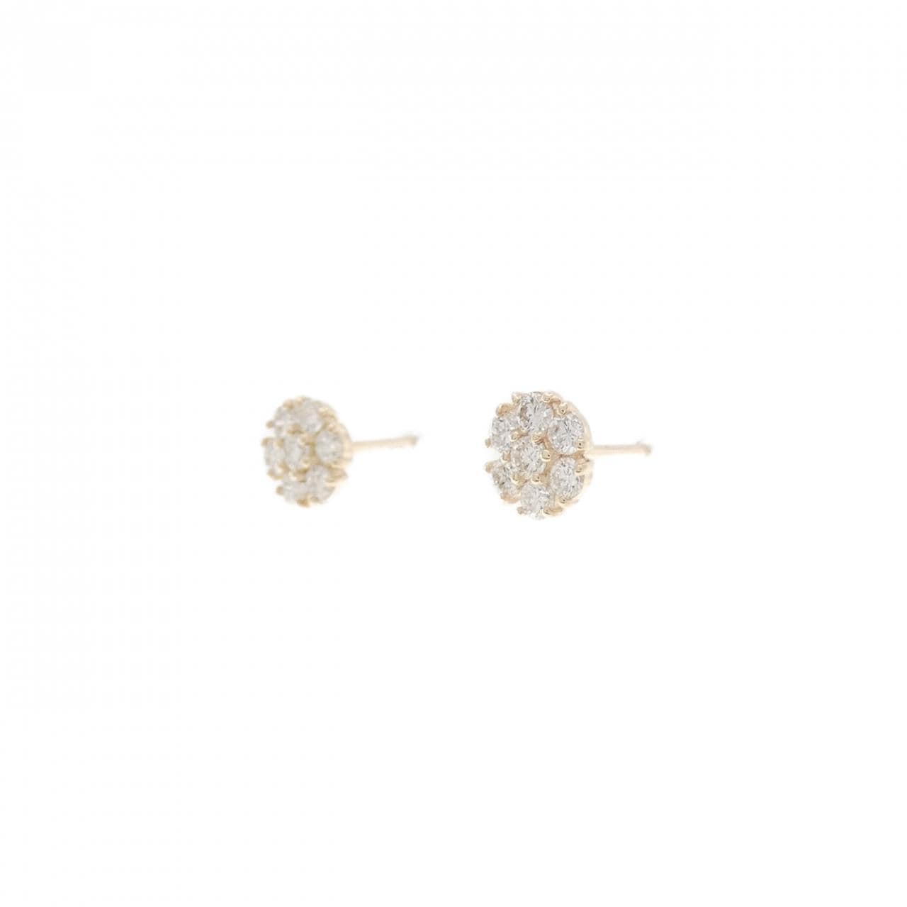 【リメイク】K10YG フラワー ダイヤモンド ピアス 0.30CT