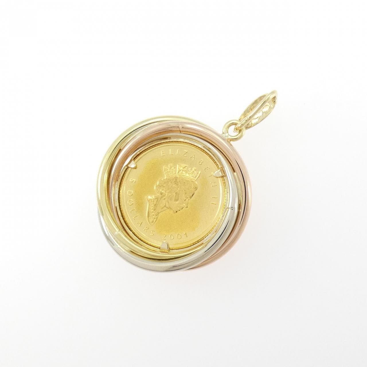 18K three colors (frame) coin pendant