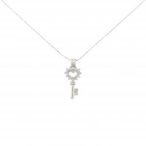K18WG ハート×キー ダイヤモンド ネックレス 0.26CT