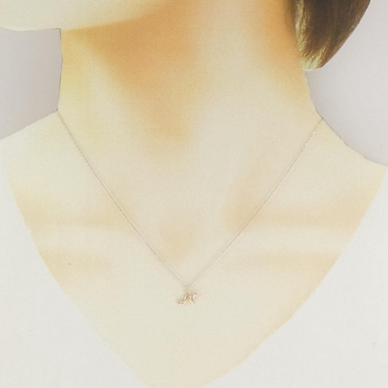 K10PG イニシャルN ダイヤモンド ネックレス 0.01CT
