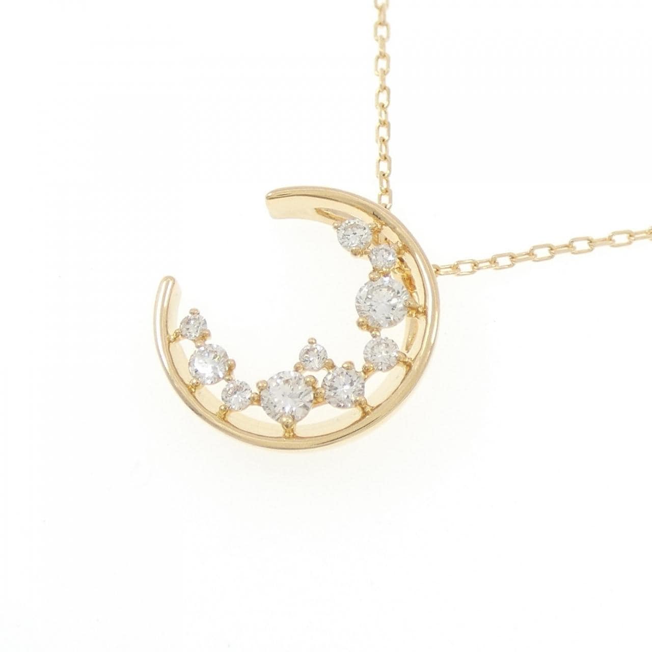 K18YG ムーン ダイヤモンド ネックレス 0.30CT