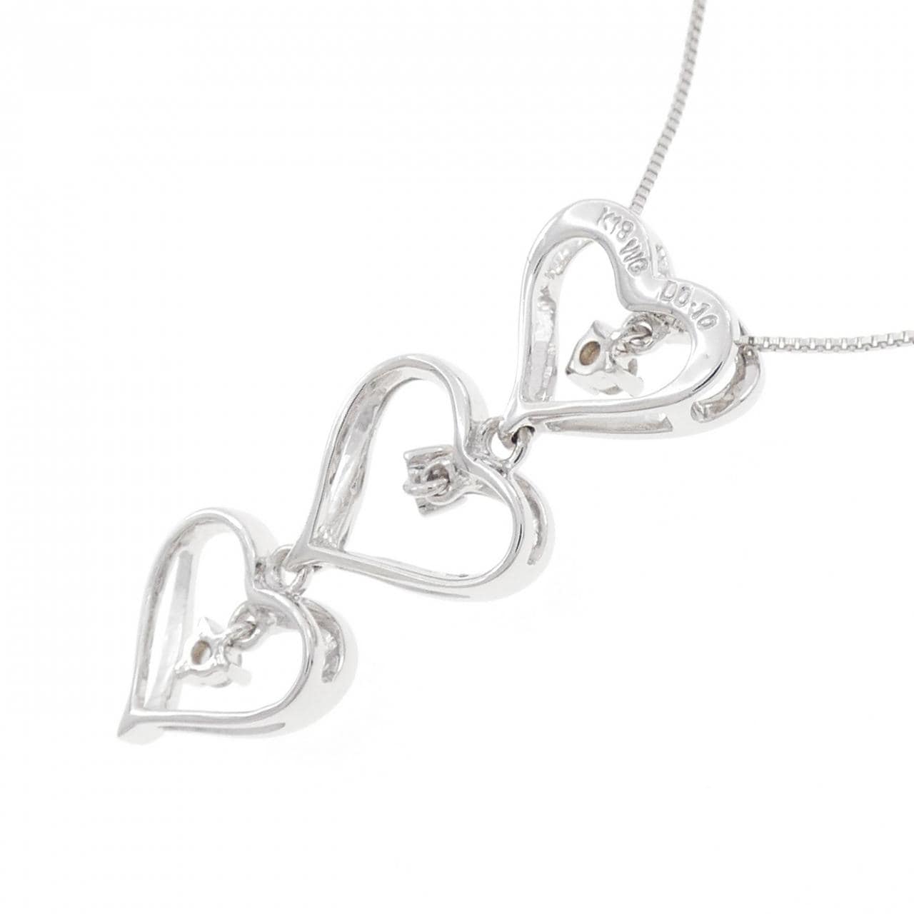 K18WG heart Diamond necklace 0.10CT