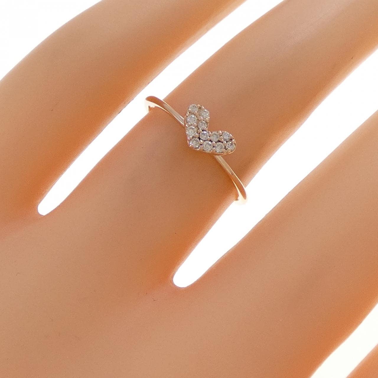 K10PG ハート ダイヤモンド リング