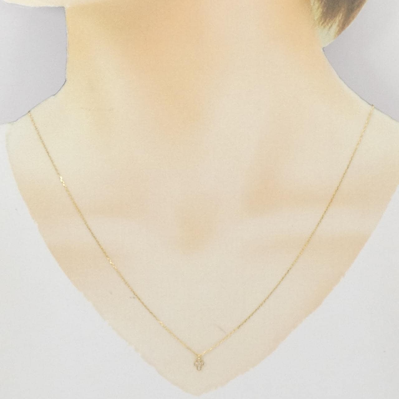 K18YG クロス ダイヤモンド ネックレス 0.03CT