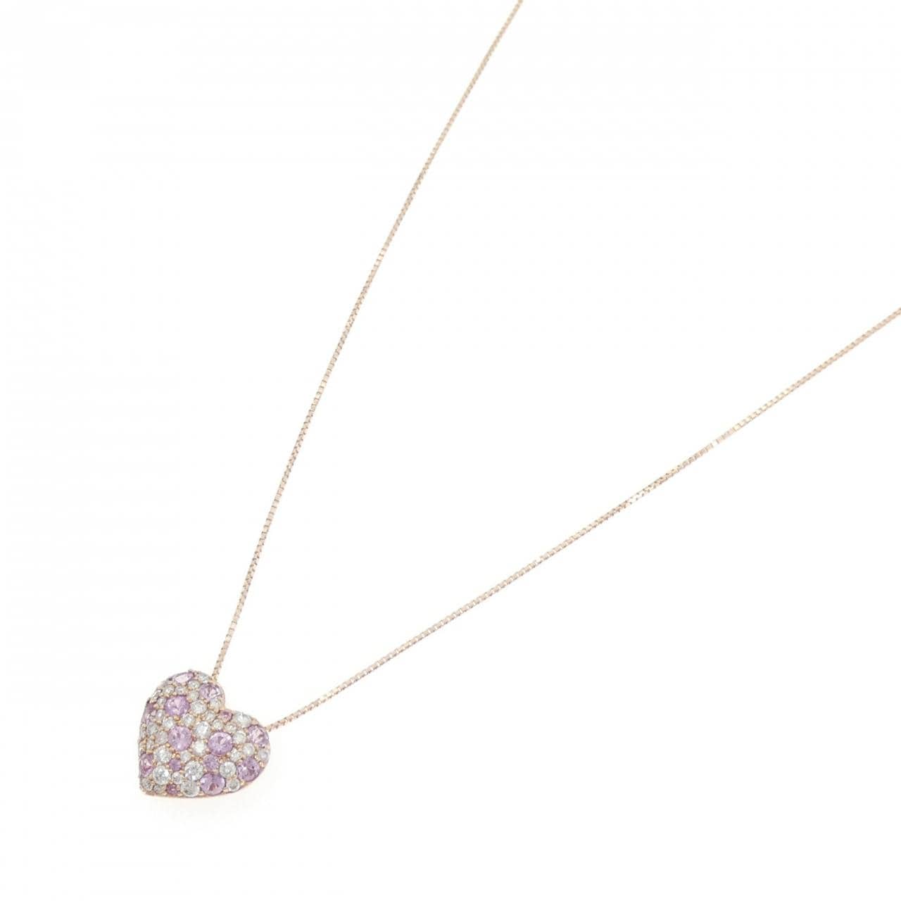 K18PG ハート サファイヤ ネックレス 0.68CT
