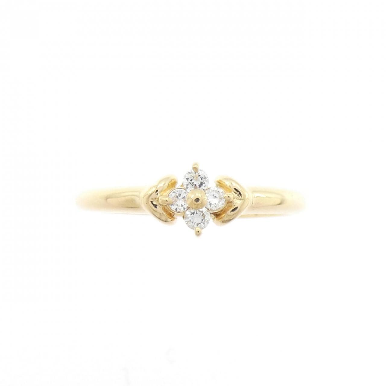 K18YG フラワー ダイヤモンド リング