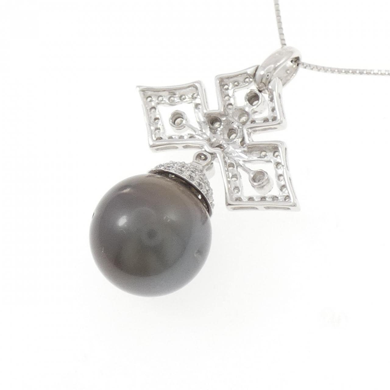 K18WG 黒蝶パール ネックレス 14.8mm