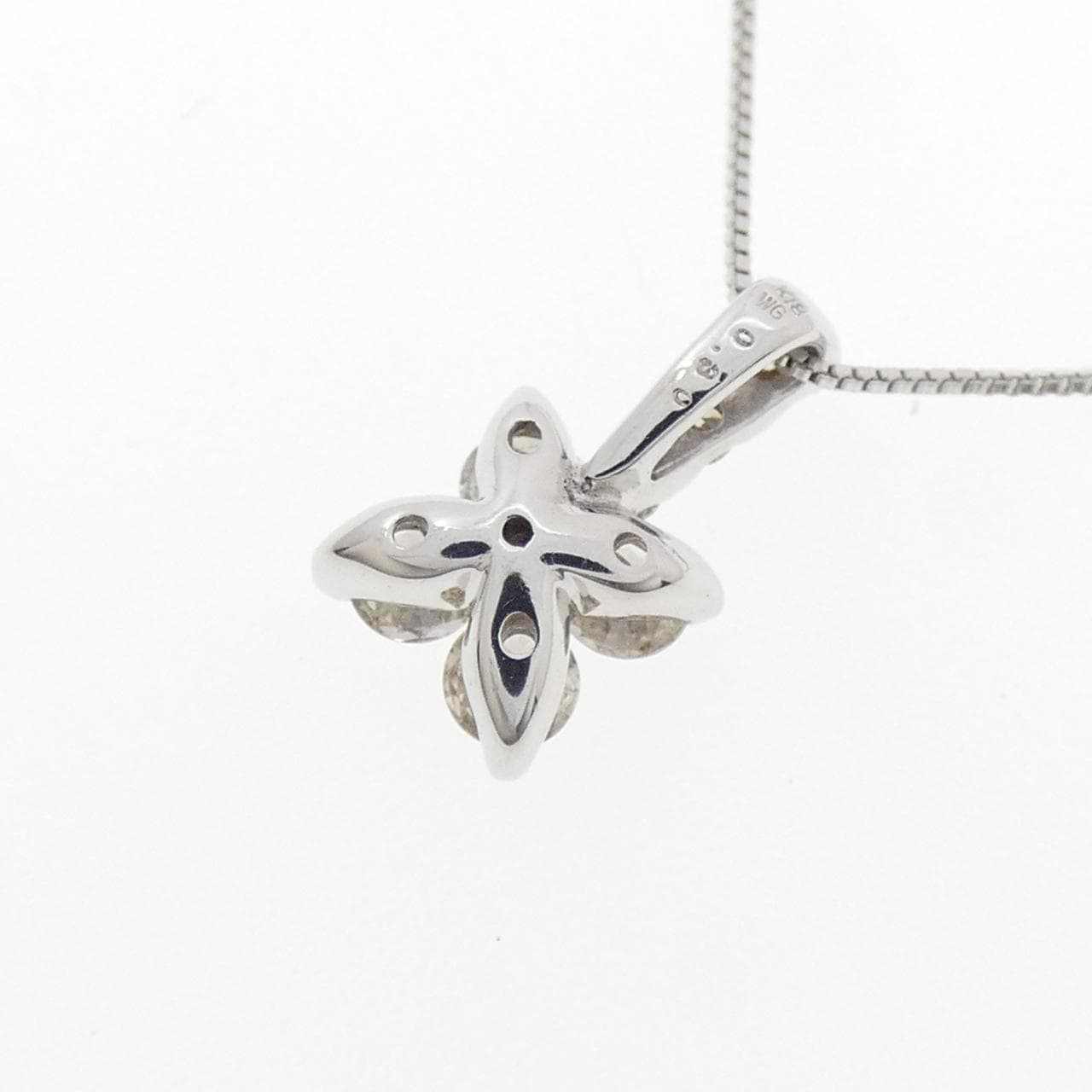 K18WG フラワー ダイヤモンド ネックレス 0.30CT