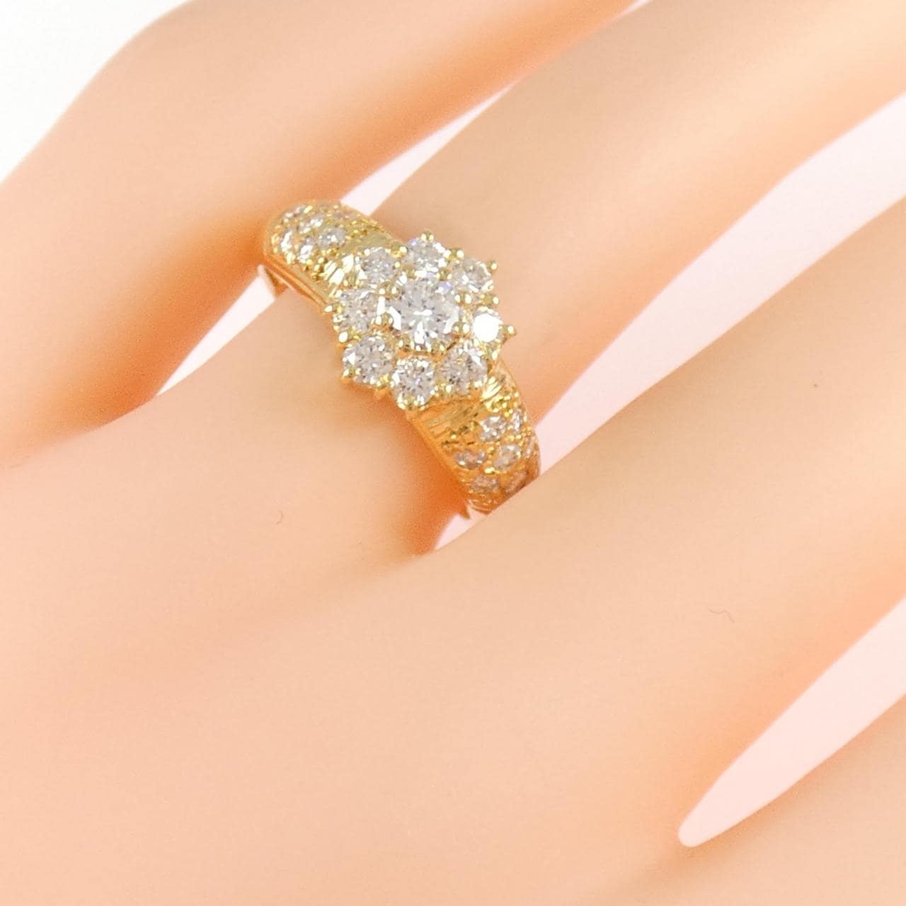 K18YG フラワー ダイヤモンド リング 0.20CT