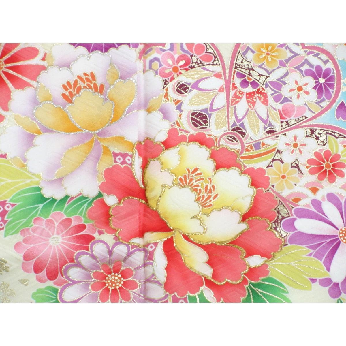 振袖　友禅金彩加工　刺繍入りボカシ染