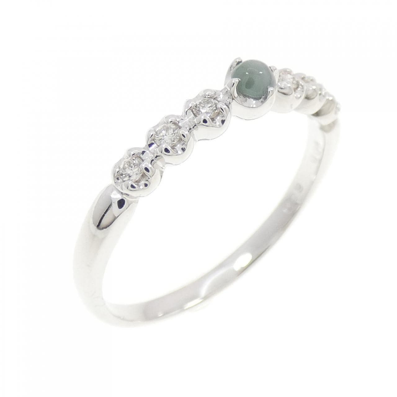 K18WG アレキサンドライトキャッツアイ リング 0.08CT