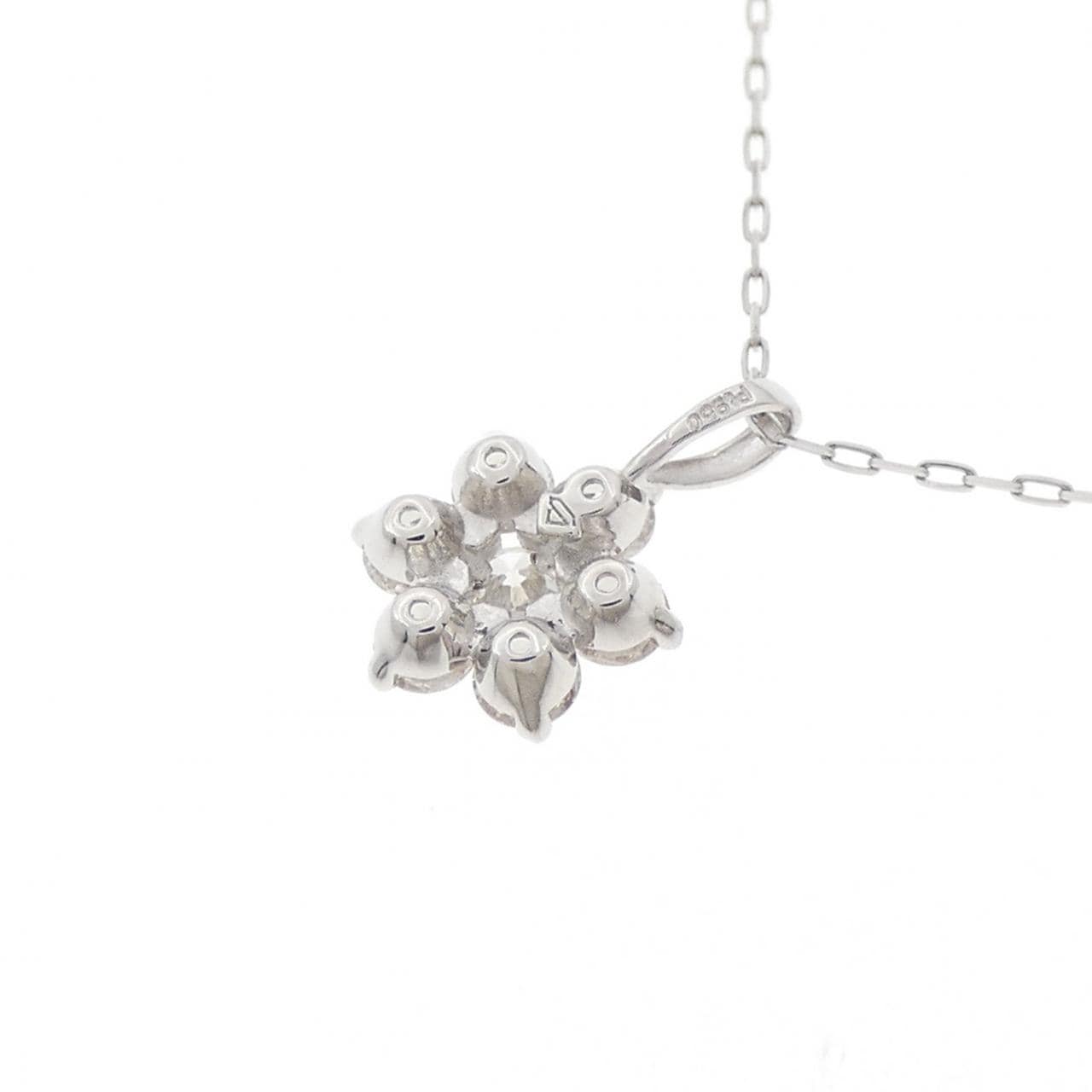 【新品】PT950/PT900 フラワー ダイヤモンド ネックレス 0.30CT
