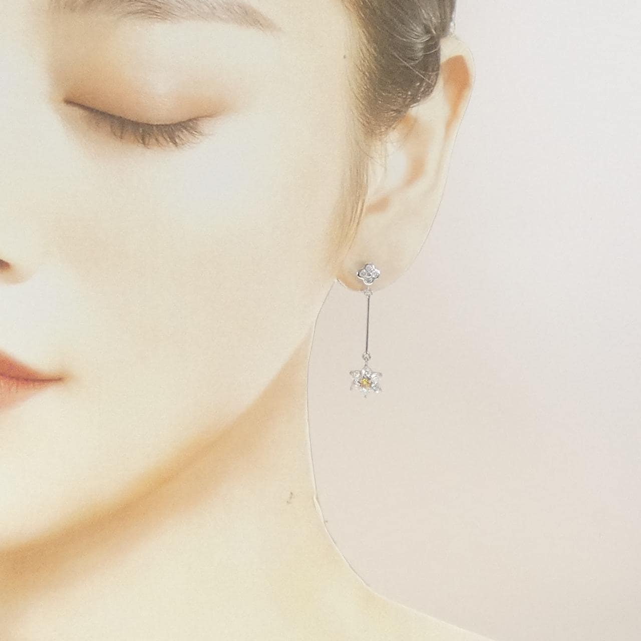 PT900 フラワー ダイヤモンド ピアス 1.20CT