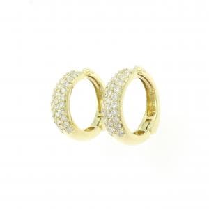 K18YG パヴェ ダイヤモンド フープ ピアス 1.00CT