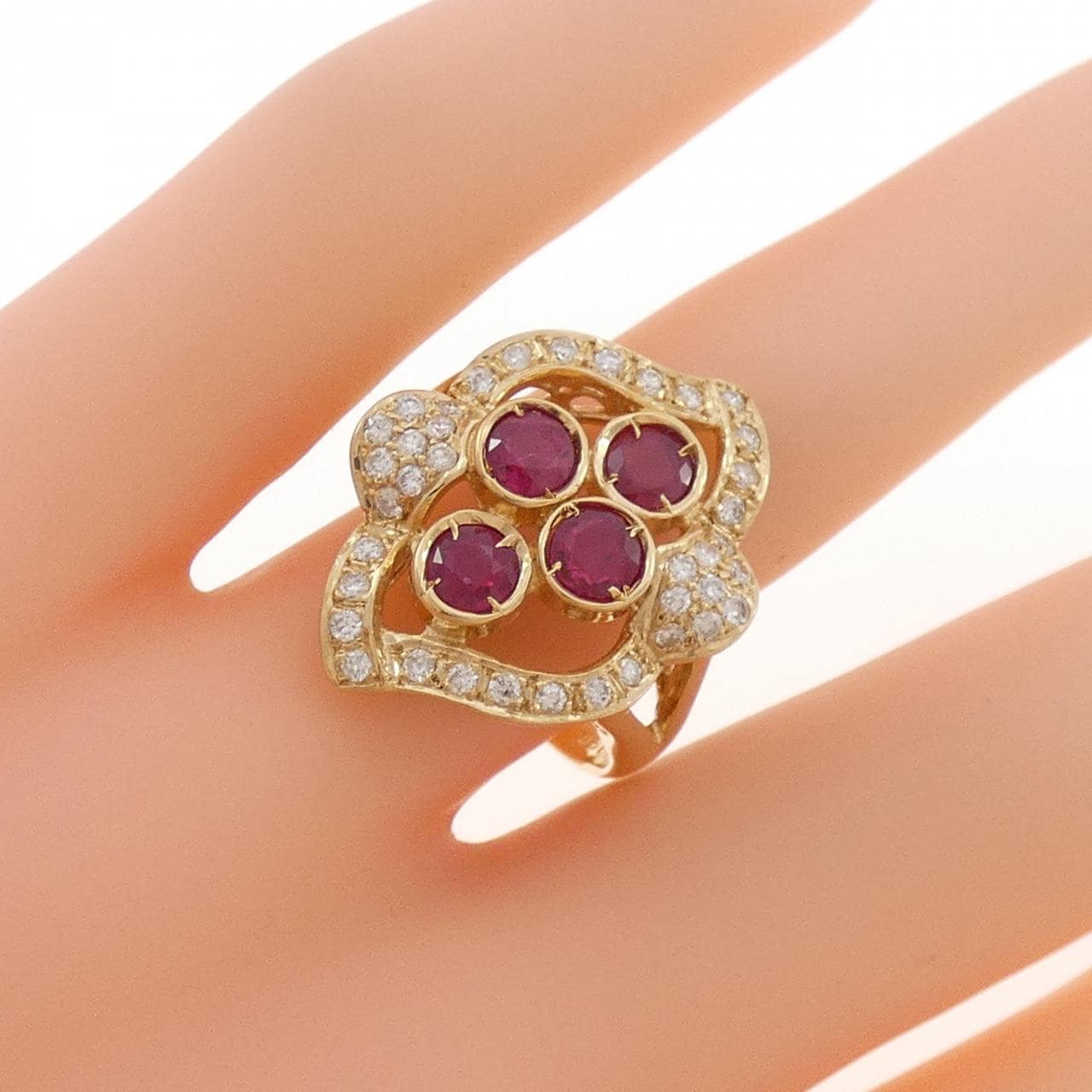 K18YG ルビー リング 0.98CT