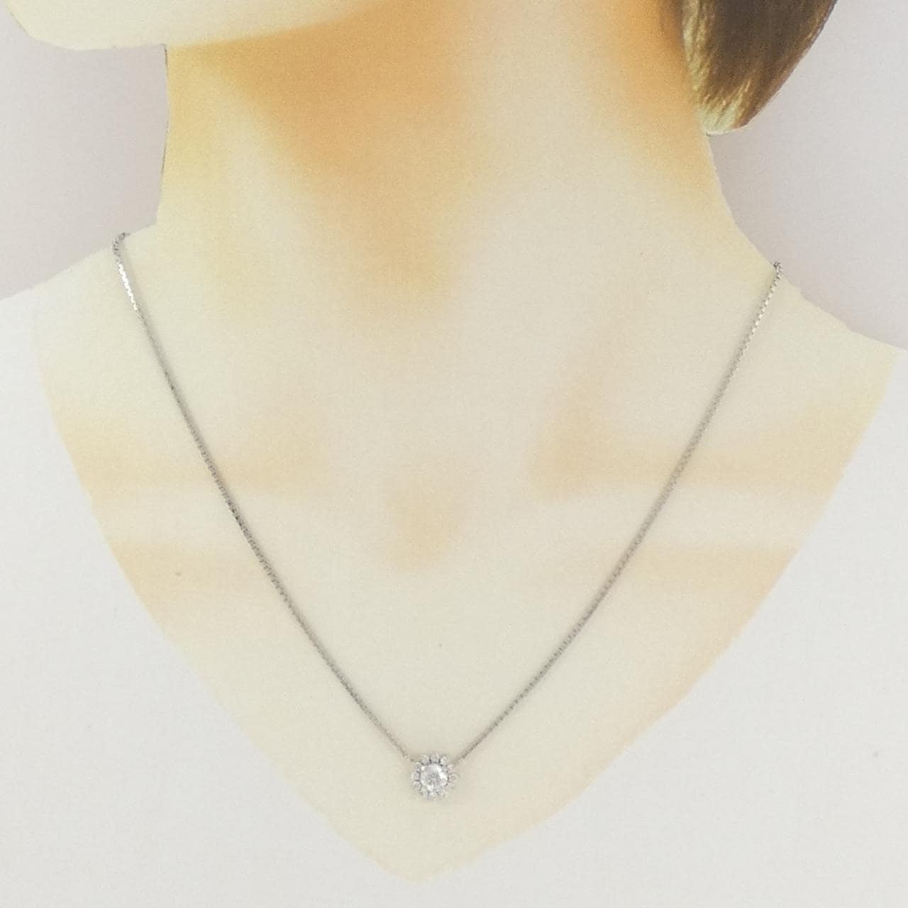 PT900/PT850 フラワー ダイヤモンド ネックレス 0.48CT