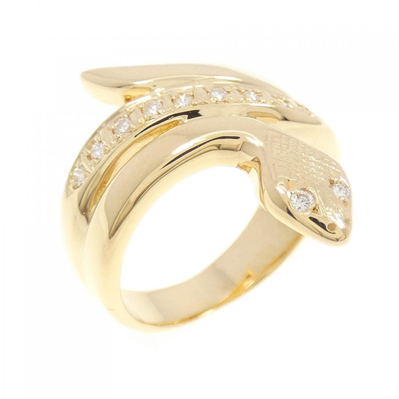 K18YG スネーク ダイヤモンド リング 0.13CT