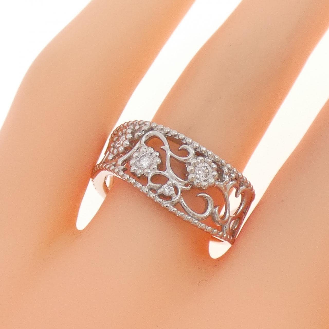 PT900花朵鑽石戒指0.17CT