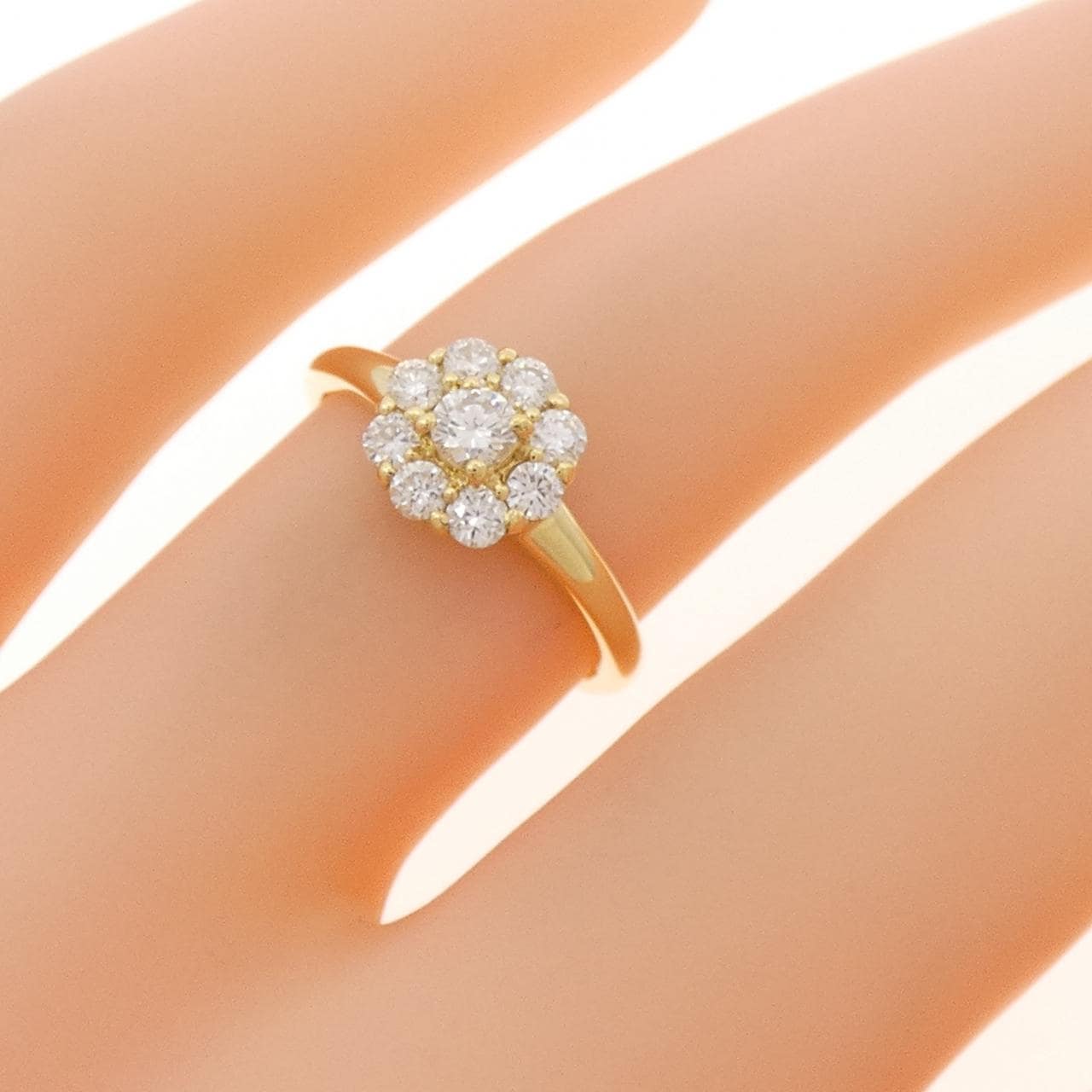 K18YG フラワー ダイヤモンド リング 0.10CT