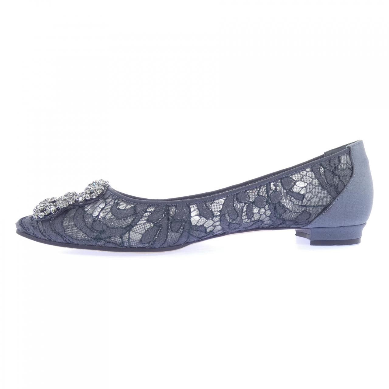 マノロブラニク MANOLO BLAHNIK HANGISIFLAT レース フラットシューズ