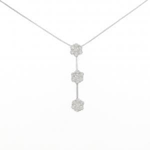 K18WG フラワー ダイヤモンド ネックレス 0.70CT