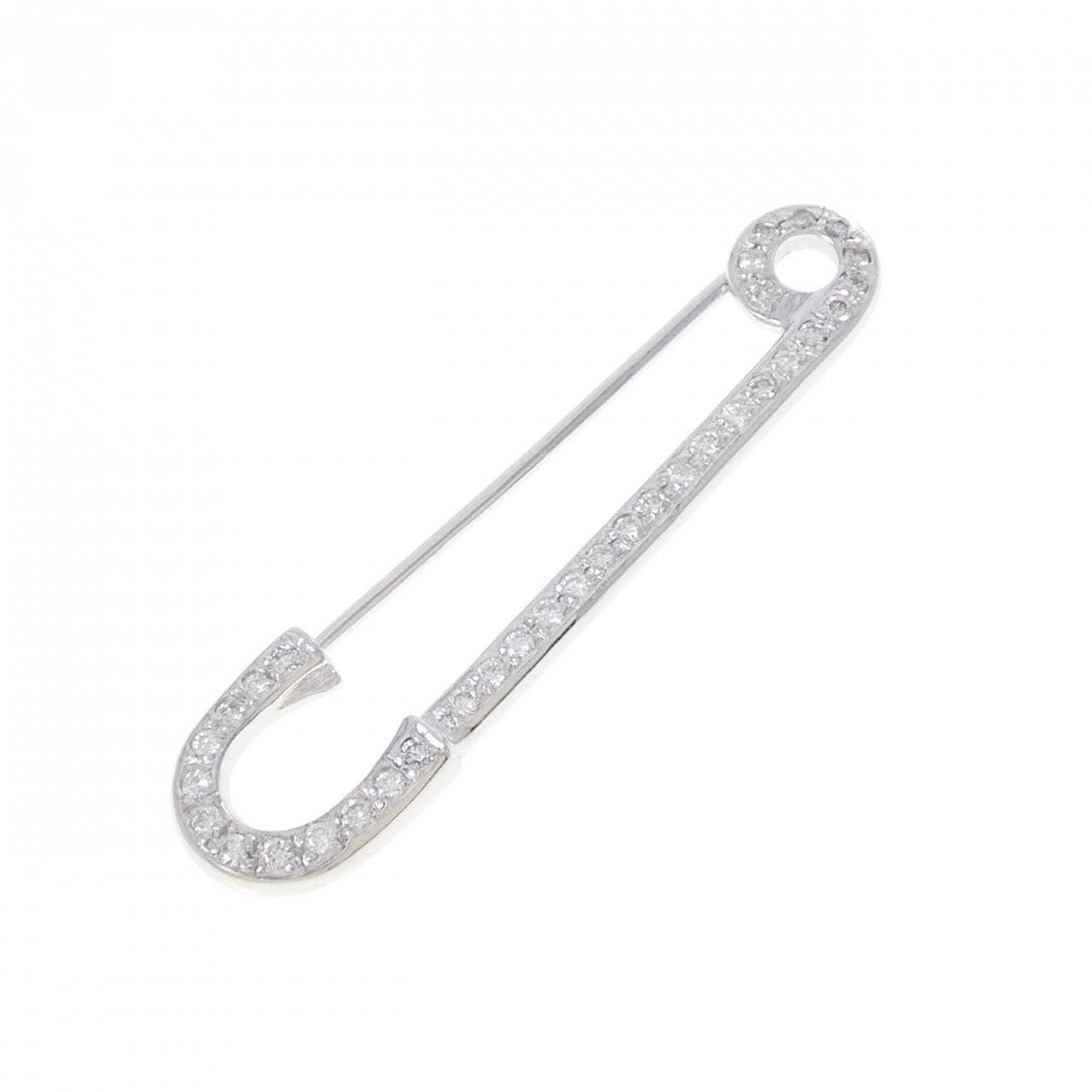 K18WG セーフティーピン ダイヤモンド ブローチ 0.33CT