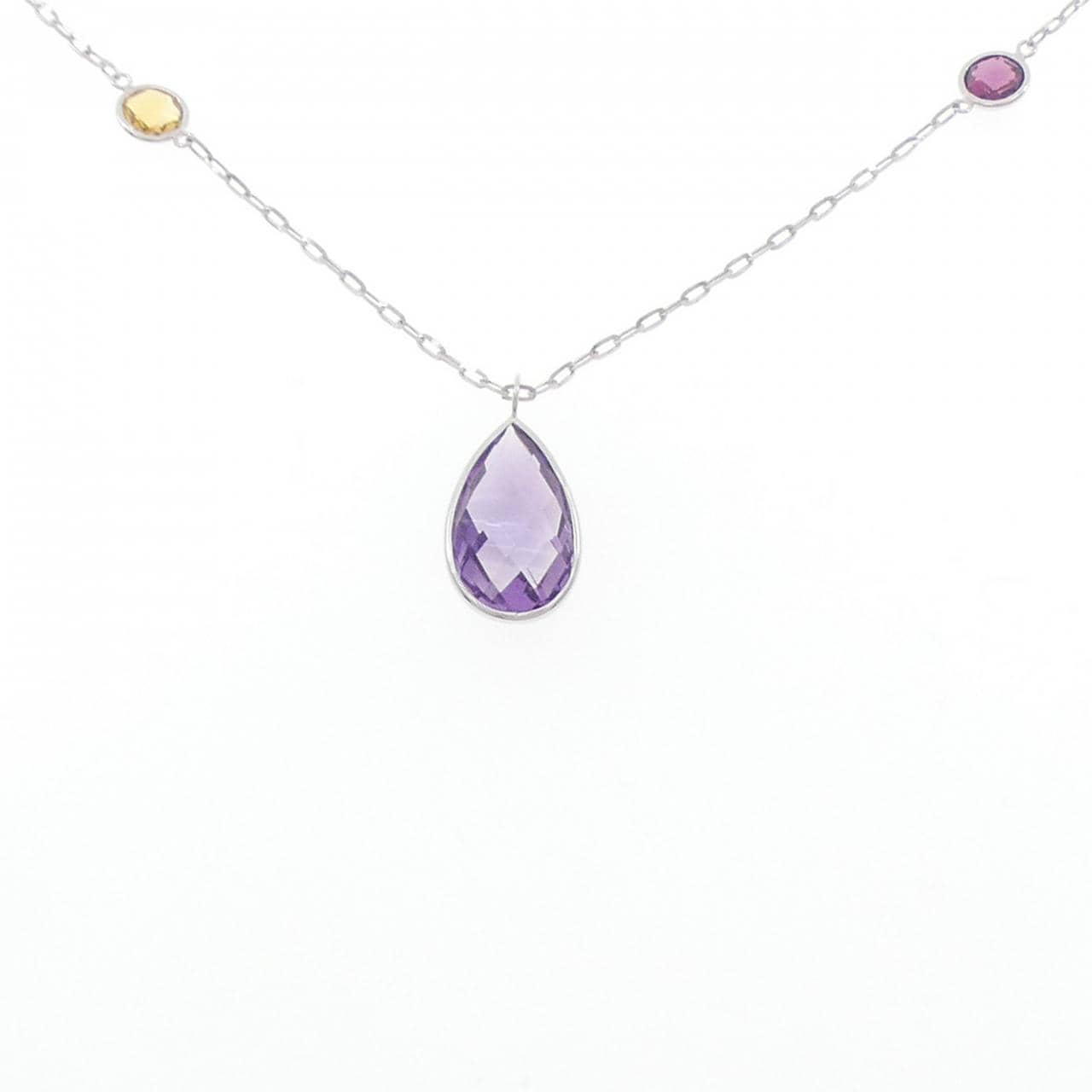 K18WG カラーストーン ネックレス