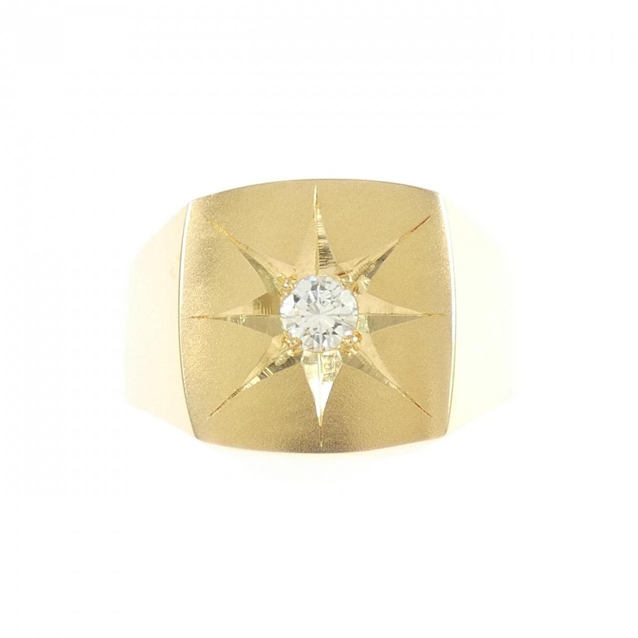 750YG 印台 ダイヤモンド リング 0.13CT