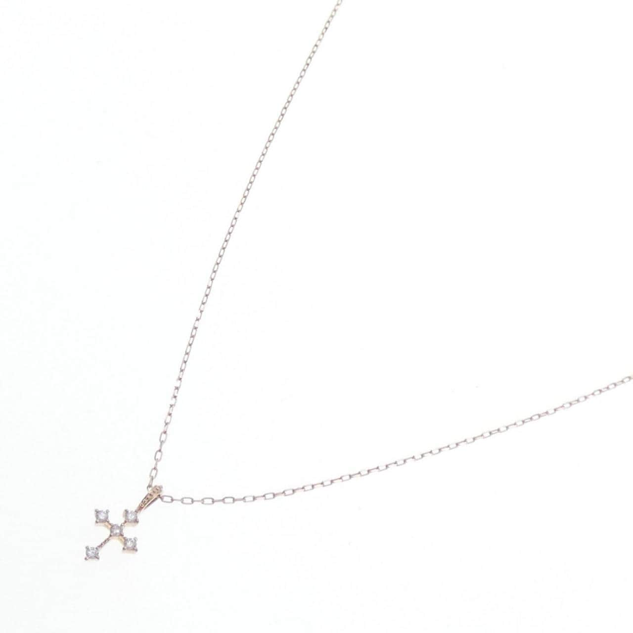 [BRAND NEW] K10PG Cross Diamond Necklace 0.03CT