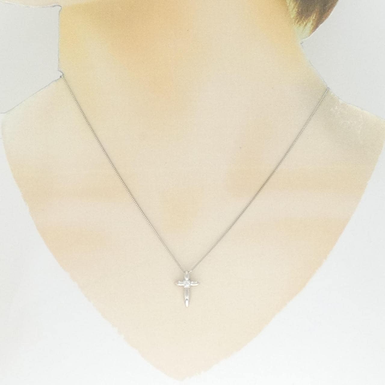 PT850 クロス ダイヤモンド ネックレス 0.09CT