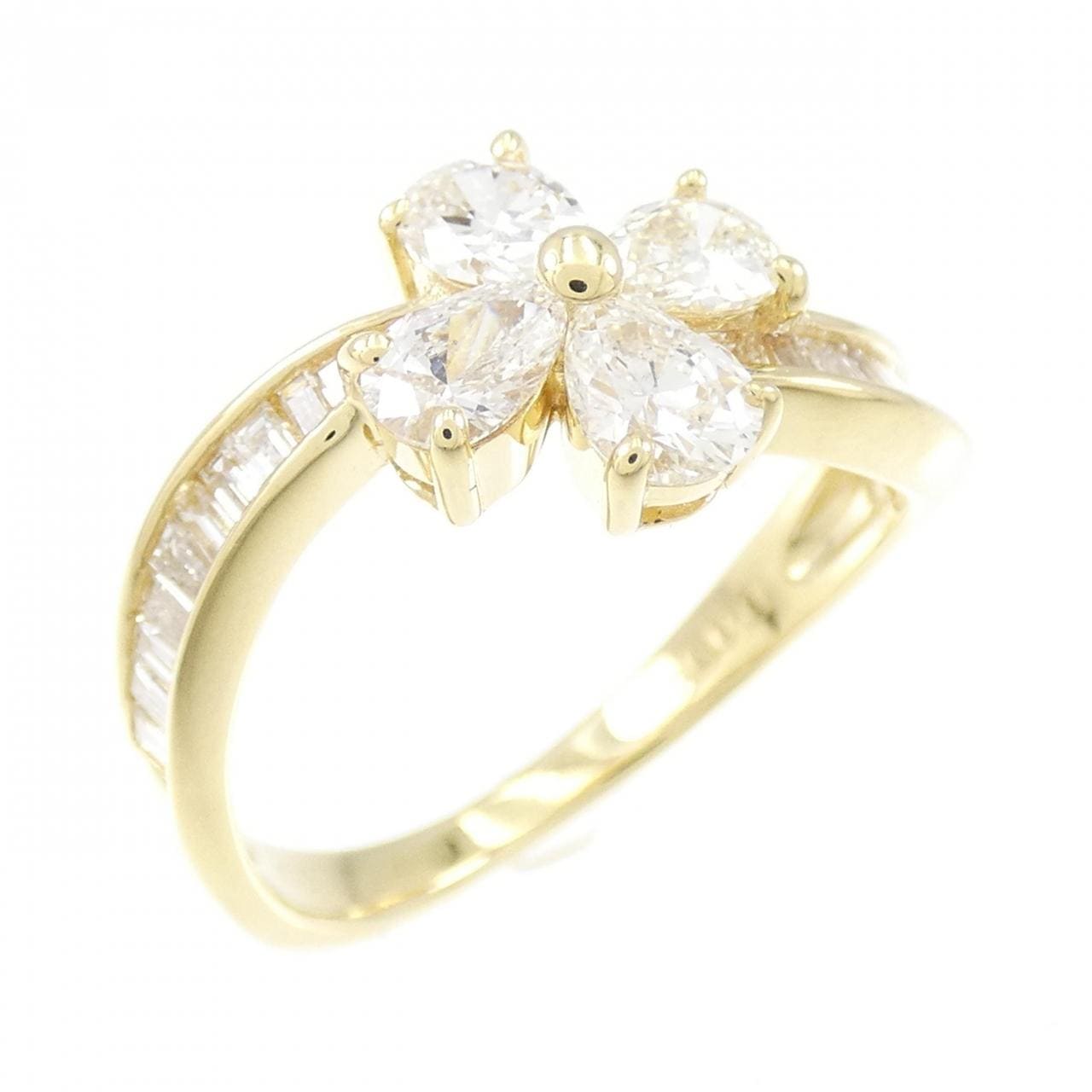 K18YG Flower Diamond Ring 0.94CT