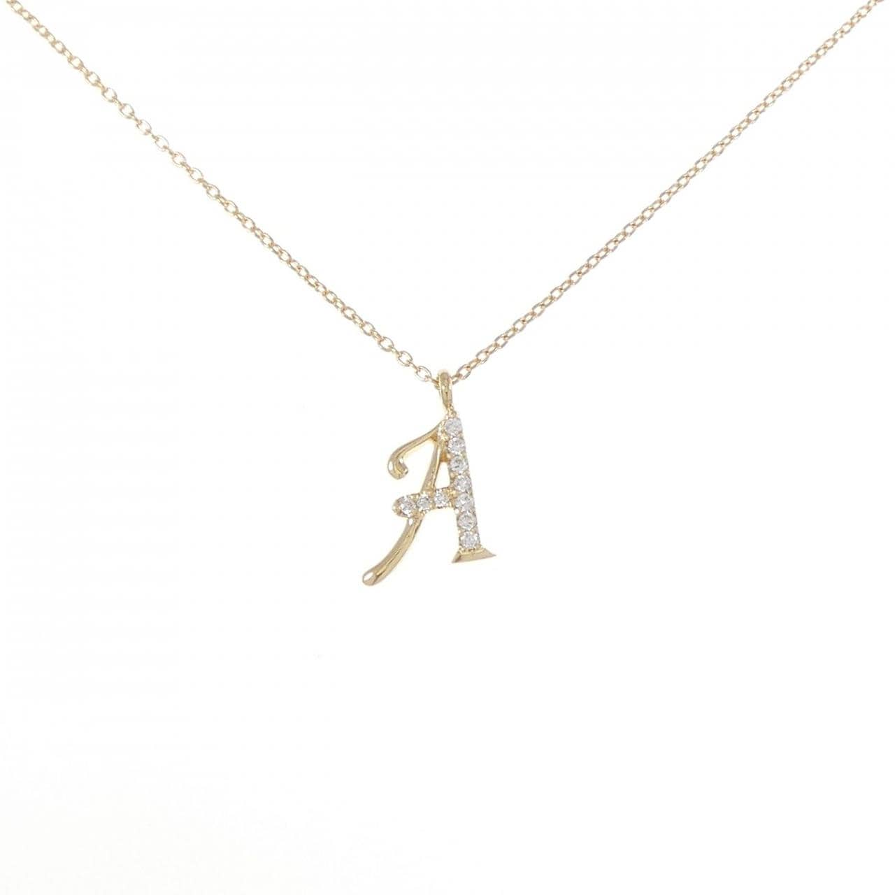 K18YG イニシャルA ダイヤモンド ネックレス 0.05CT